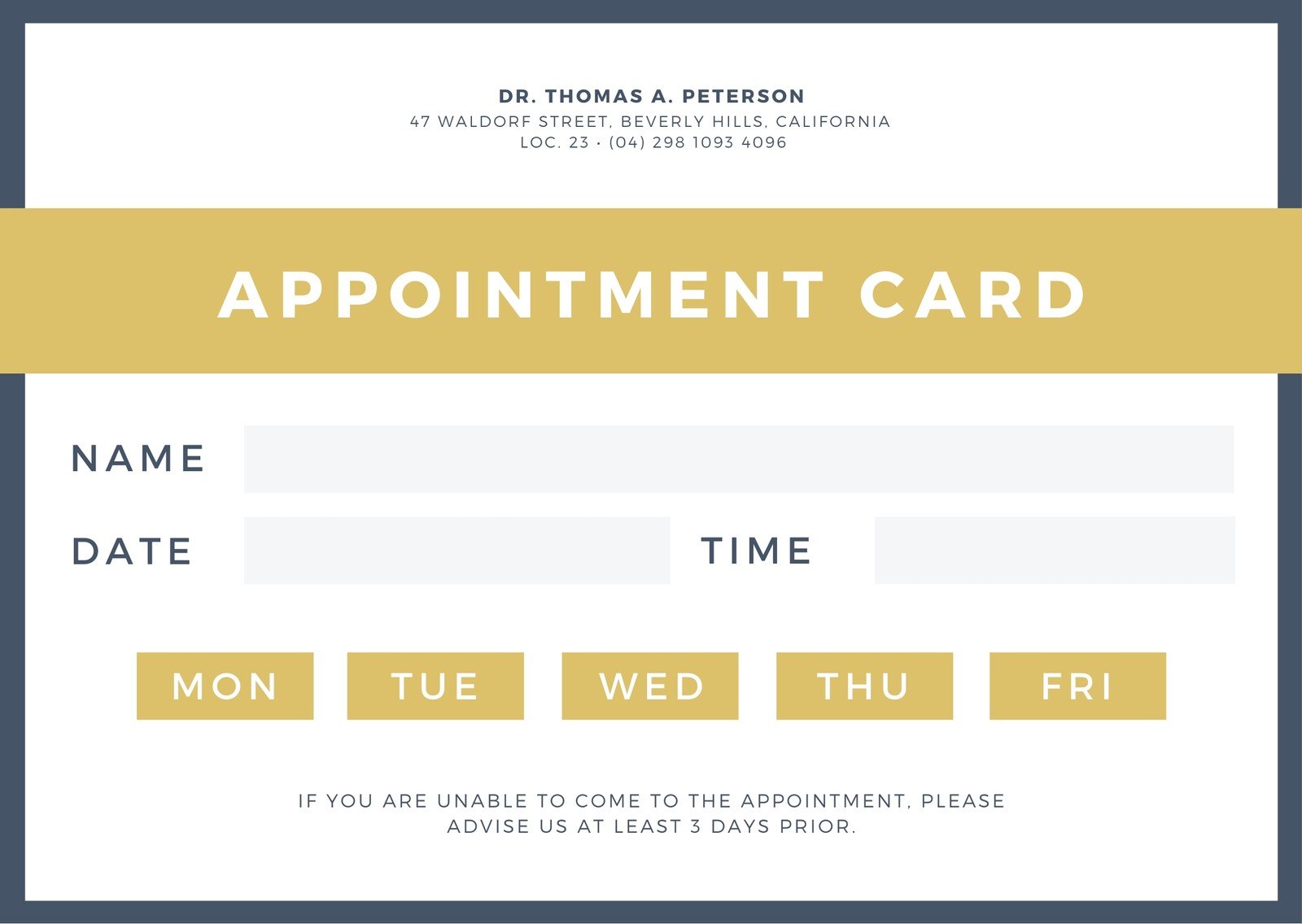 Awasome Appointment Card Template Free Download 2022